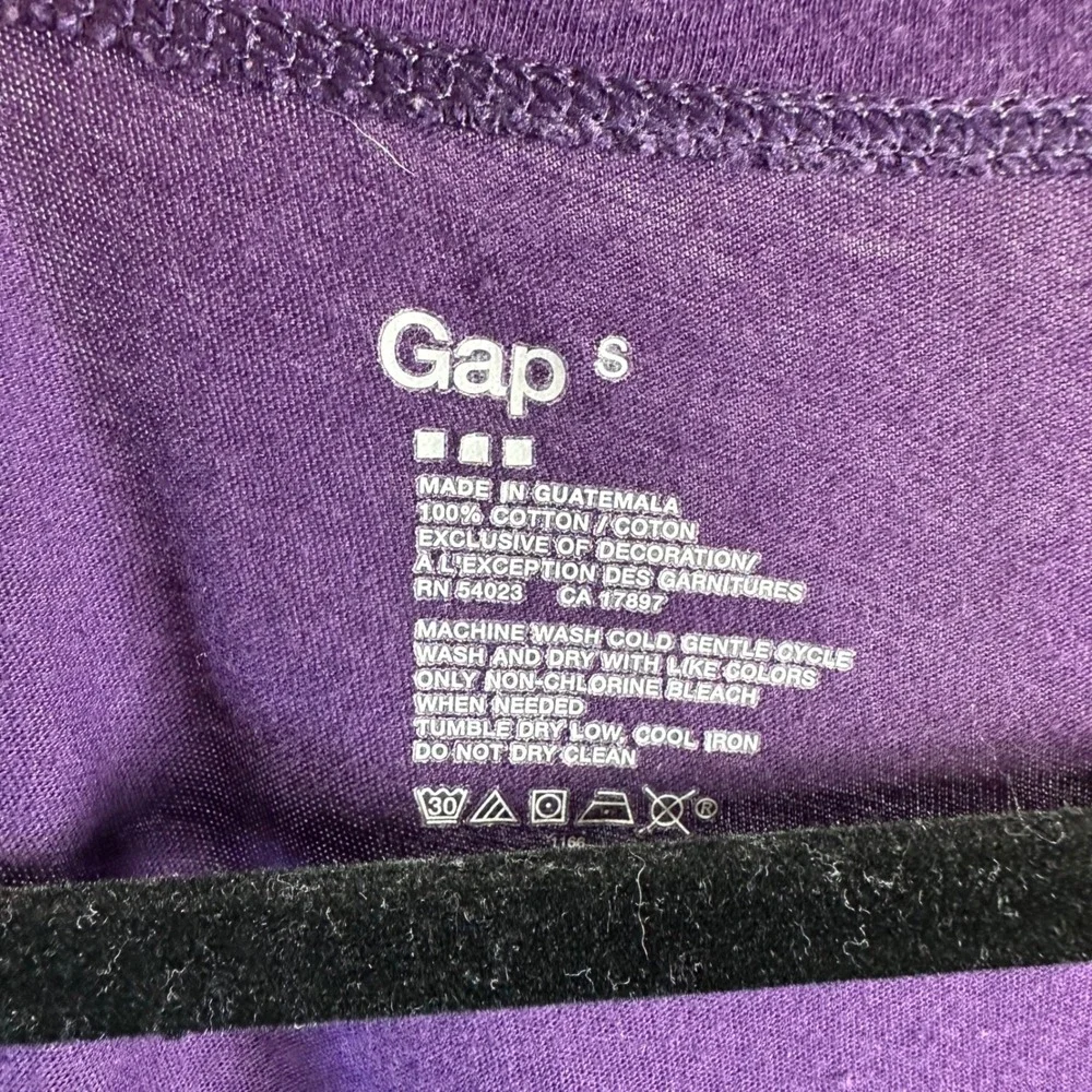 Gap Women's Purple Short Sleeve Ruffle Bow Neck Top Size S Jewel Tone Statement
